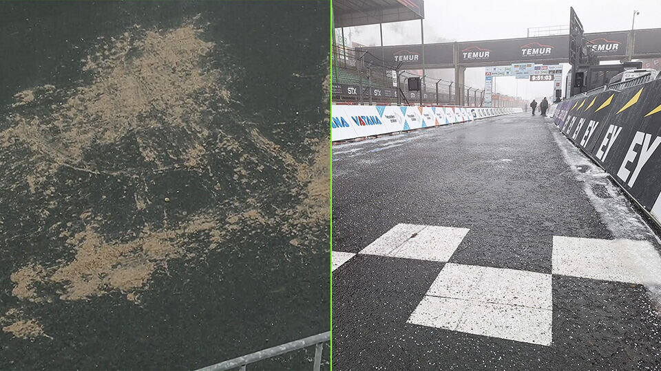 Zand moet het probleem van de ijsplekken aan de start in Zolder oplossen.