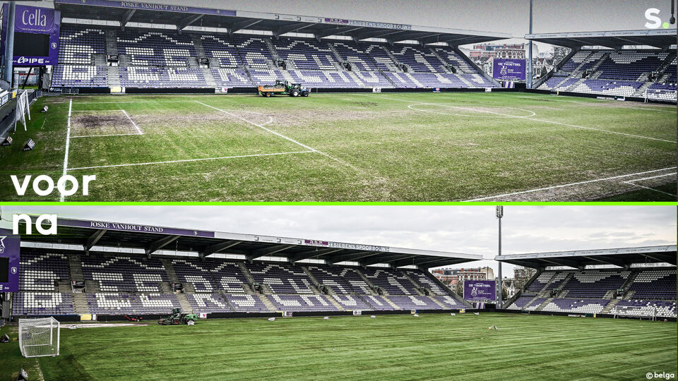 Nieuwe grasmat Beerschot. 