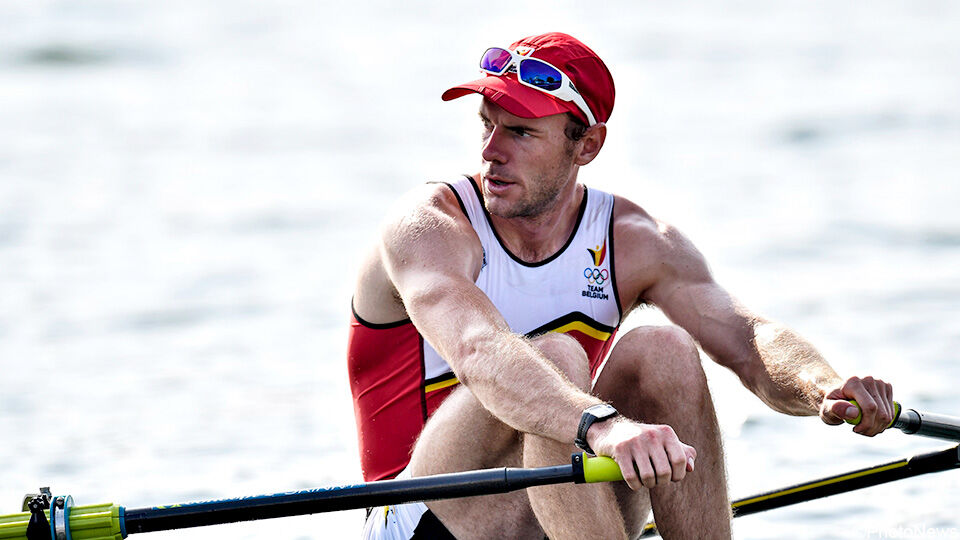 Hannes Obreno in actie tijdens de Spelen van 2016, waar hij 4e werd in de skiff.