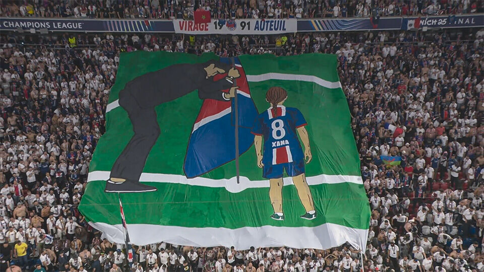 PSG Supporters Banner for Luis Enrique and Xana
