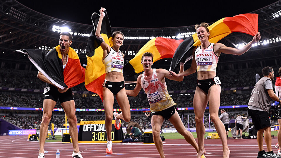 WK atletiek: Belgian Waffles snellen naar BRONS op de 4x400 meter mixed  relay, geen polsstokfinale voor Broeders | sporza