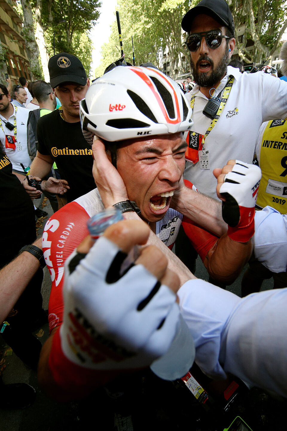 Caleb Ewan won tour stages for Lotto-Soudal. Caleb Ewan winning a stage