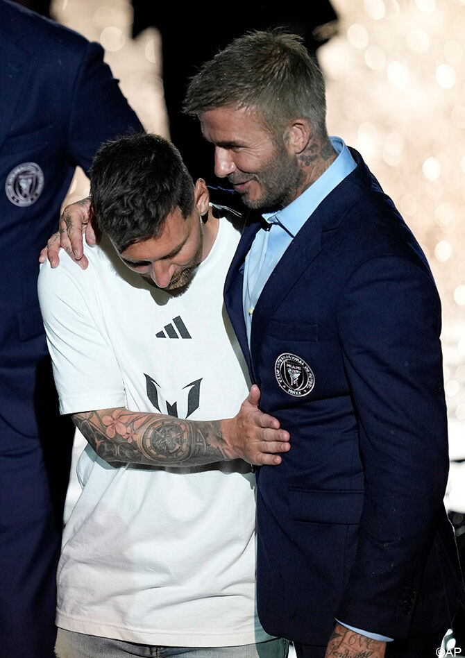 Lionel Messi en David Beckham kunnen het goed met elkaar vinden.