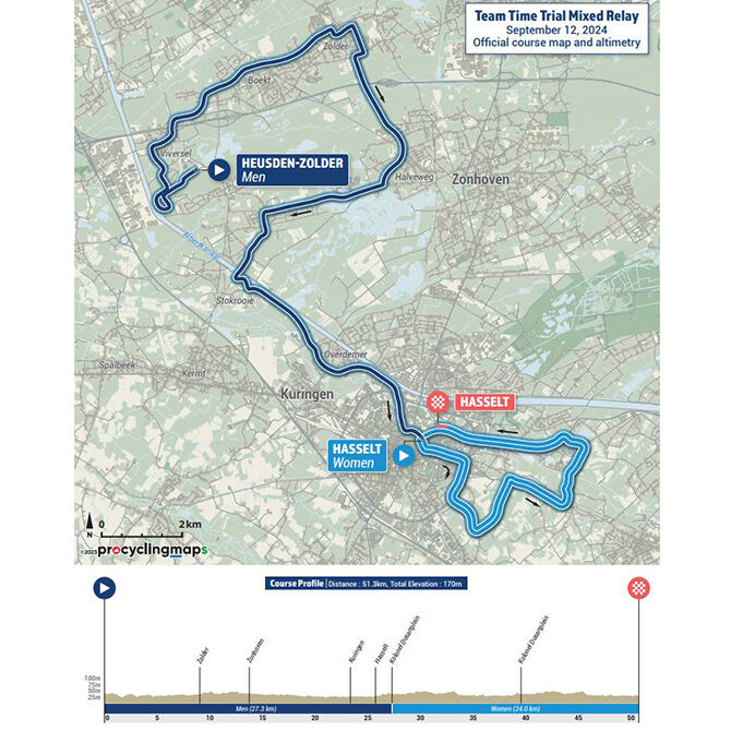 Zo ziet het parcours eruit voor het EK wielrennen in 2024 in Limburg