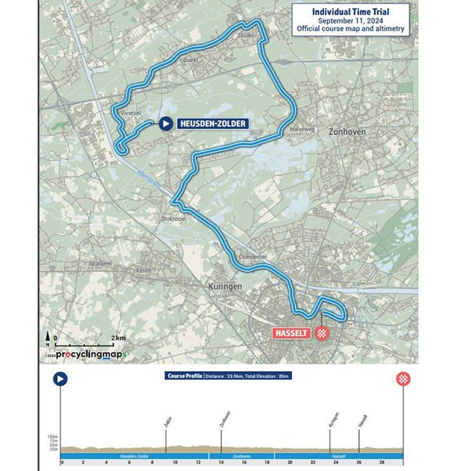 Zo ziet het parcours eruit voor het EK wielrennen in 2024 in Limburg