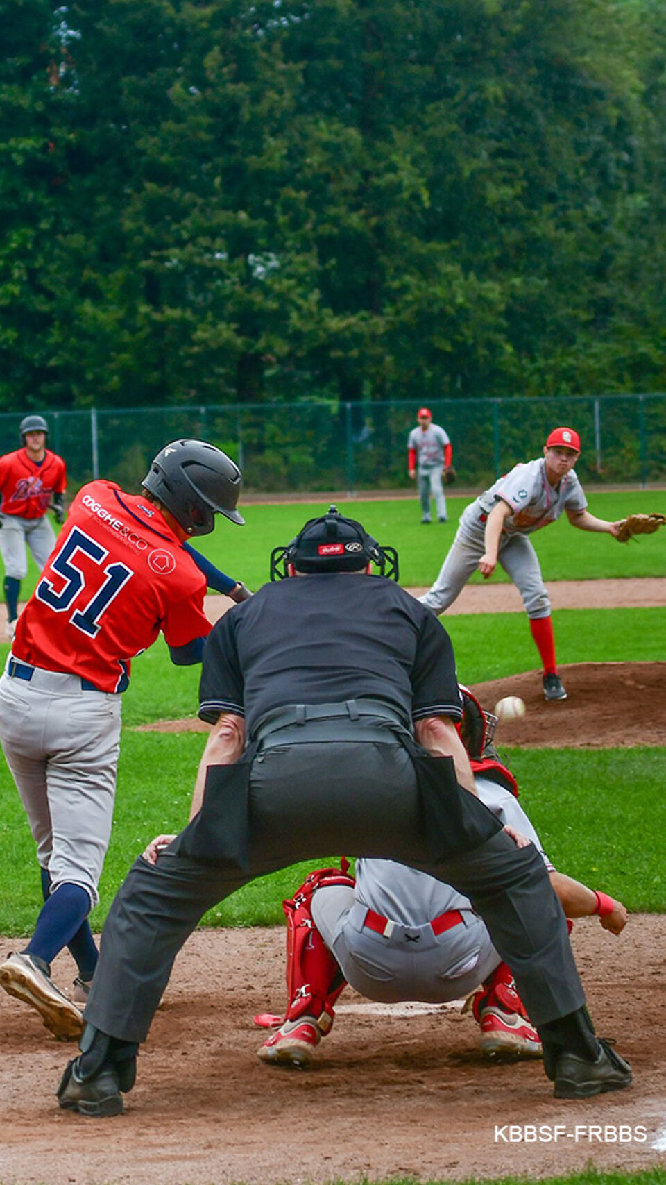 An action image from the final between the Braves and the squirrels.